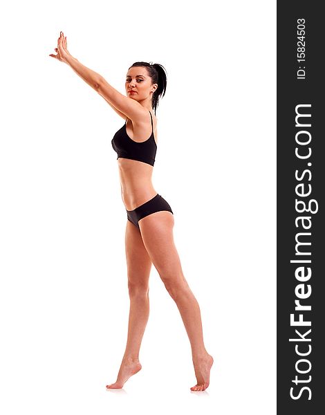 Young woman Working Out isolated on a white background