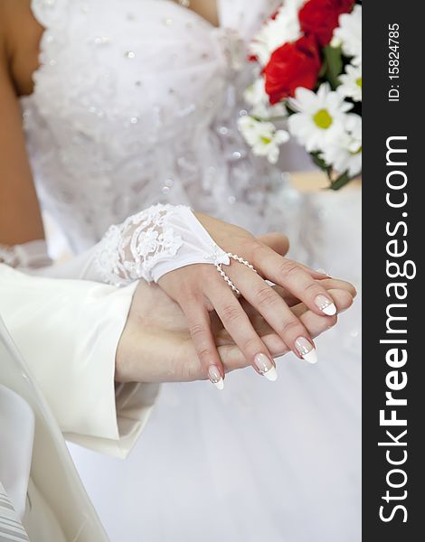 Bridegroom Keeping Bride Hand