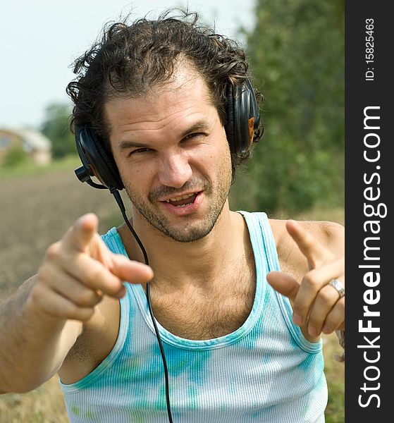 Portrait of young man in headphones