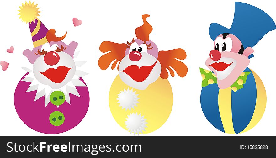 Funny clowns isolated on white