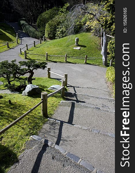 Path in Japanese traditional  garden in San Francisco. Path in Japanese traditional  garden in San Francisco