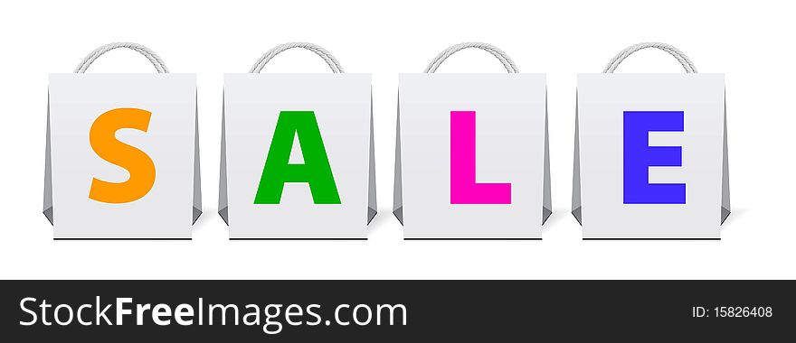 Sale shopping bags on white