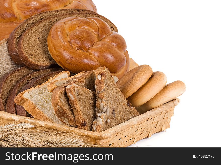 Some bread and ears on white. Some bread and ears on white