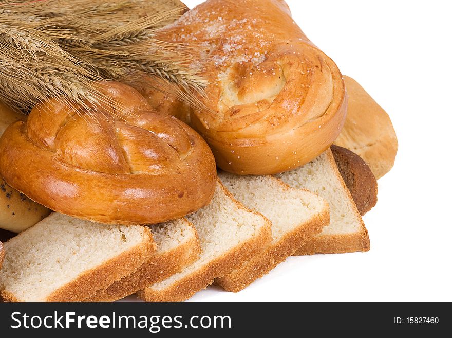 Bakery products on white background;