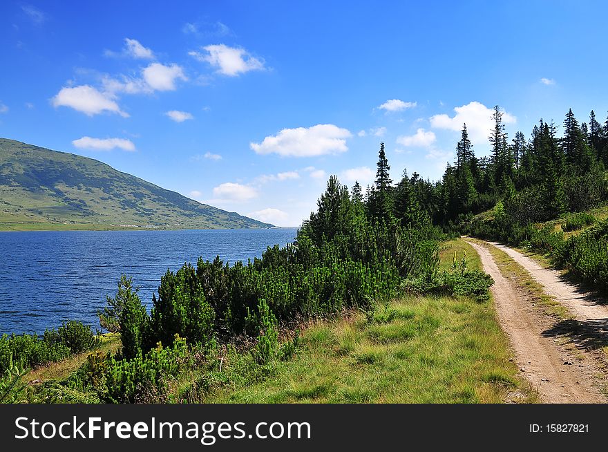 Lake with forest in Rodopi mountine, Bulgaria