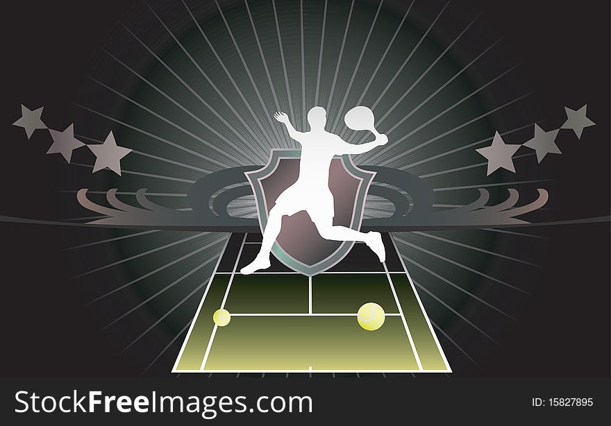 Abstract tennis   background with sportsman silhouette. Abstract tennis   background with sportsman silhouette.