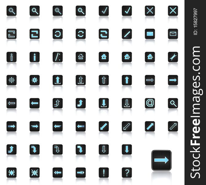 Set of glowing blue web icons (LCD display style). Set of glowing blue web icons (LCD display style)