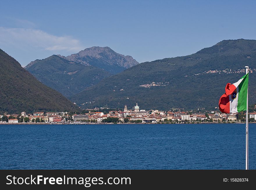 A view from the boat city of pallanza on maggiore lake in italy. A view from the boat city of pallanza on maggiore lake in italy