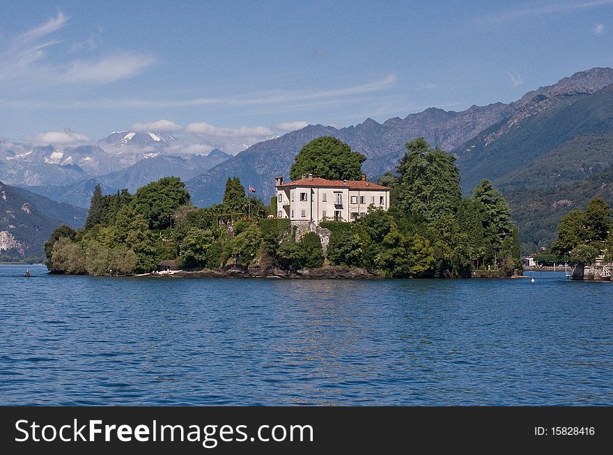 A view from lake of little island on maggiore lake in italy. A view from lake of little island on maggiore lake in italy