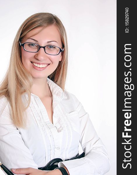 Young smiling business woman working