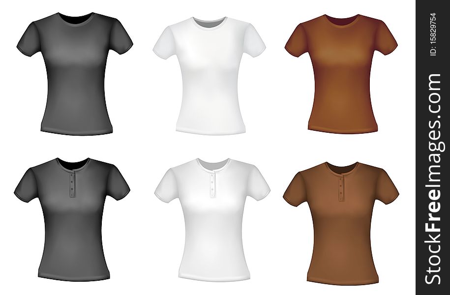 Black and white and brown shirts (women).