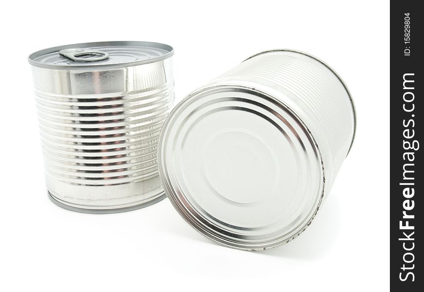 Tinned food, isolated on a white background