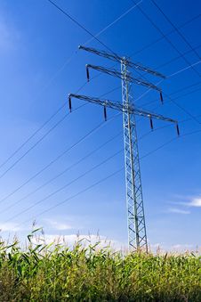 Power Lines Over Blue Sky Royalty Free Stock Photography Power Lines Over Blue Sky Royalty Free Stock Photography