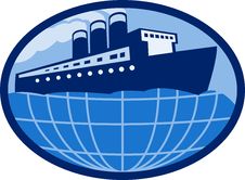 Ocean Liner Boat Ship Globe Stock Photos