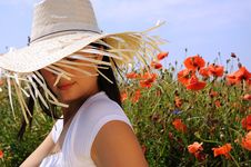 Beautiful Woman In Poppy Flowers Royalty Free Stock Photos Beautiful Woman In Poppy Flowers Royalty Free Stock Photos