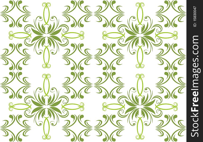 Decorative green ornament for background. Illustration