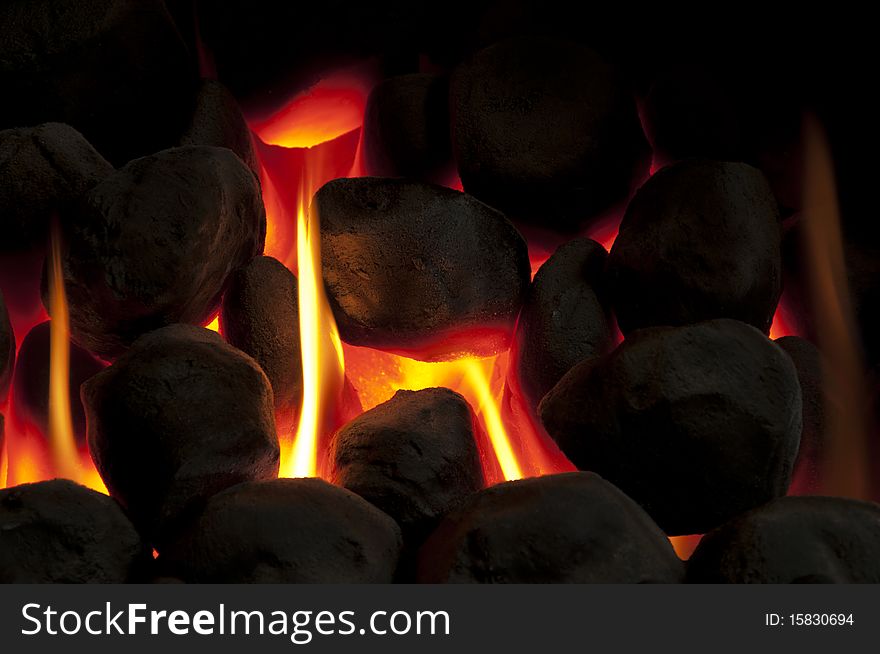 Close up of warm glowing fire. Close up of warm glowing fire