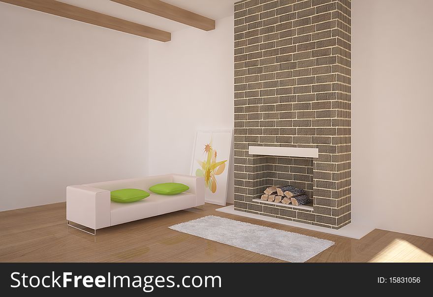 Colored interior composition with fire. Colored interior composition with fire