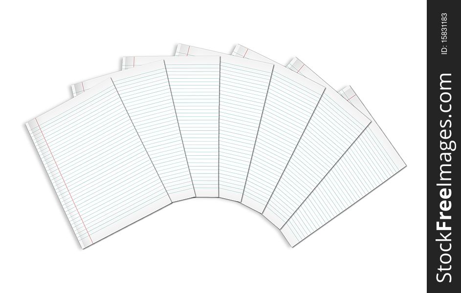 3d illustration of lined notebook on a white background. 3d illustration of lined notebook on a white background