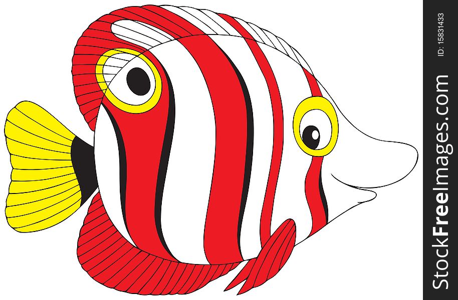 Vector clip-art of a red and white striped tropical fish