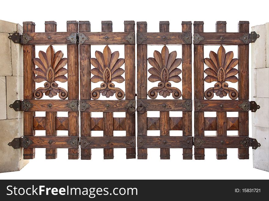 Wooden gate isolaten on a white background. Wooden gate isolaten on a white background