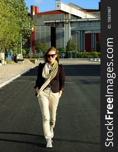 Girl walking down the street