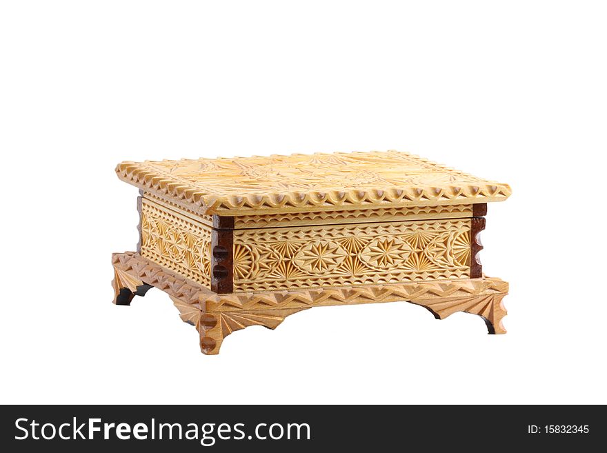 Wooden casket in whole perspective and interesting carvings. Wooden casket in whole perspective and interesting carvings