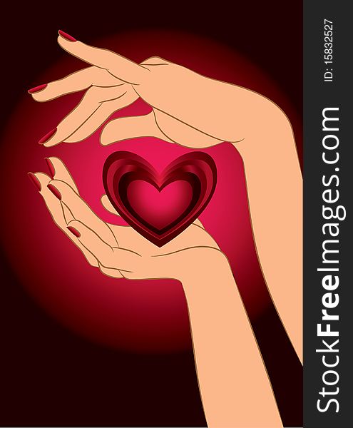 Heart in hands(  illustration)