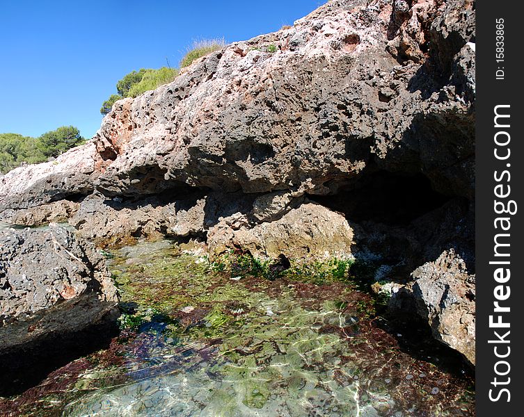 Panoramic Detail Cala Sa Nau (Mallorca)