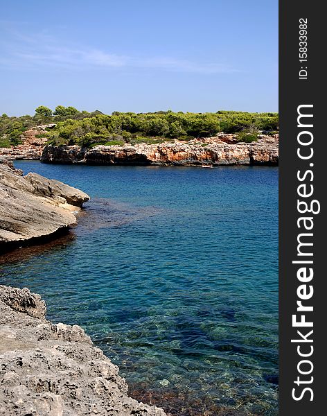 View of an idilic beach and coast in southeast of Mallorca (Spain). View of an idilic beach and coast in southeast of Mallorca (Spain)