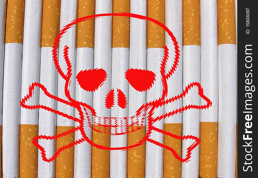 Detail photo illustration of the danger cigarettes background