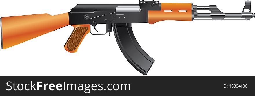 Color vector image of automatic assault rifle