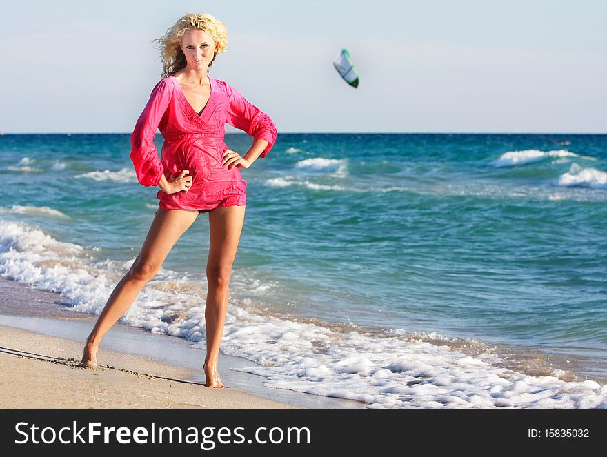 Young beautiful woman on beach