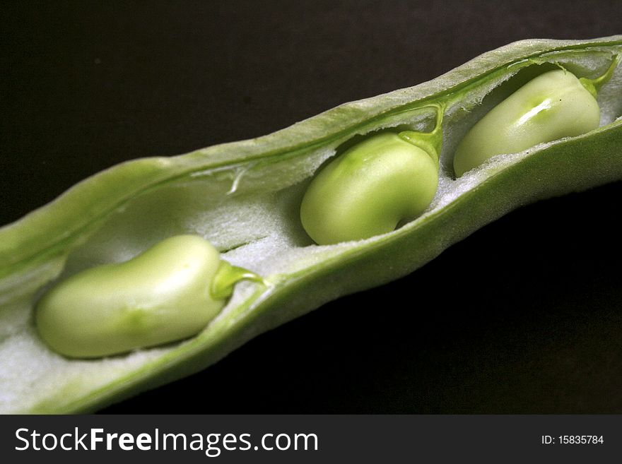 Fresh string-bean on black background. Fresh string-bean on black background