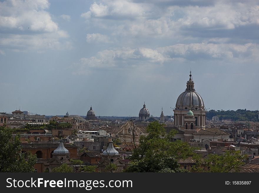 Buildings and church dome in Rome
