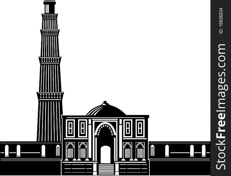 illustration of the Qutub Minara tower Delhi India