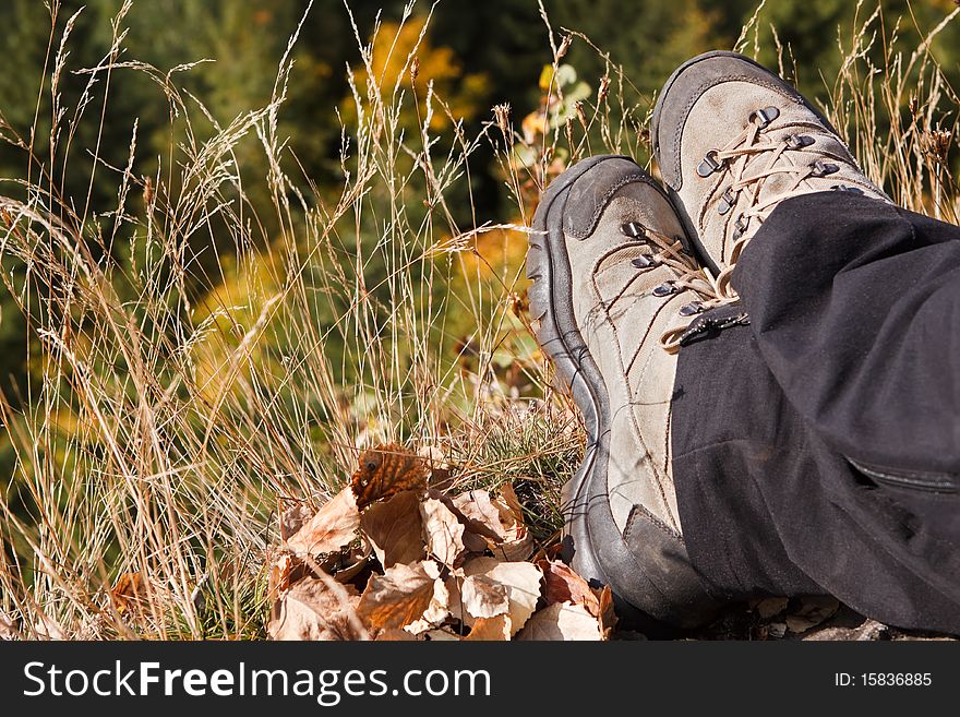 Resting in the mountains in a sunny day in autumn. Resting in the mountains in a sunny day in autumn