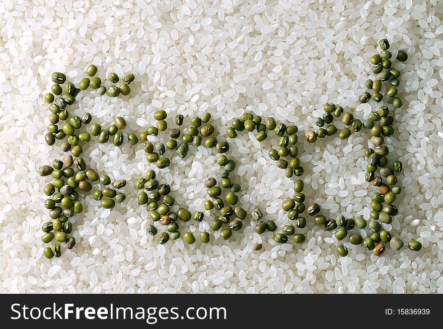 Macro background of rice and mung bean