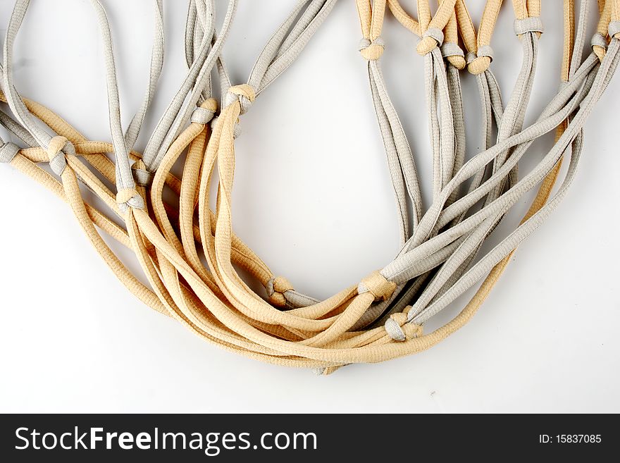 Rope with knot close up. on white background.