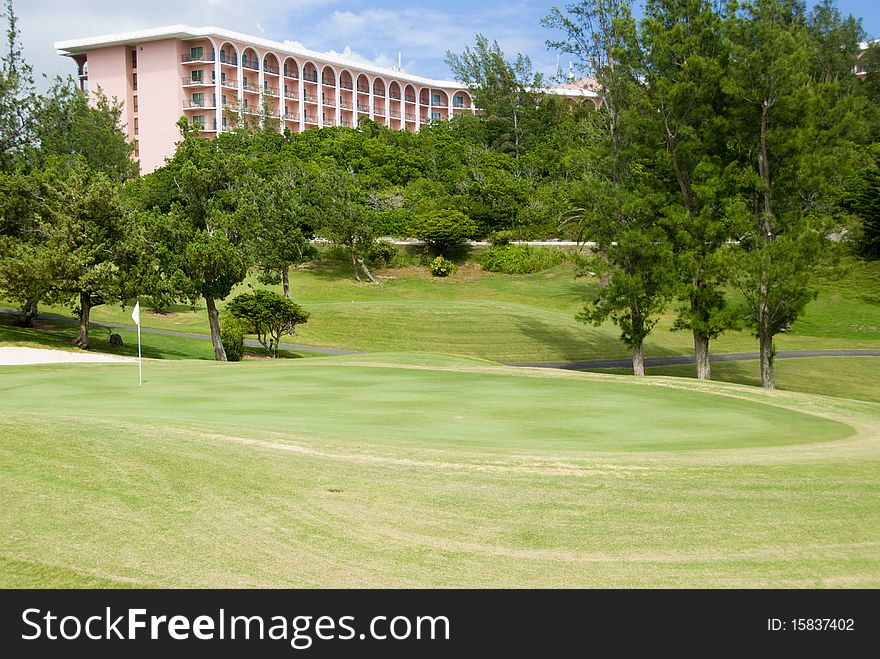 Beautiful tropical golf course at a resort. Beautiful tropical golf course at a resort