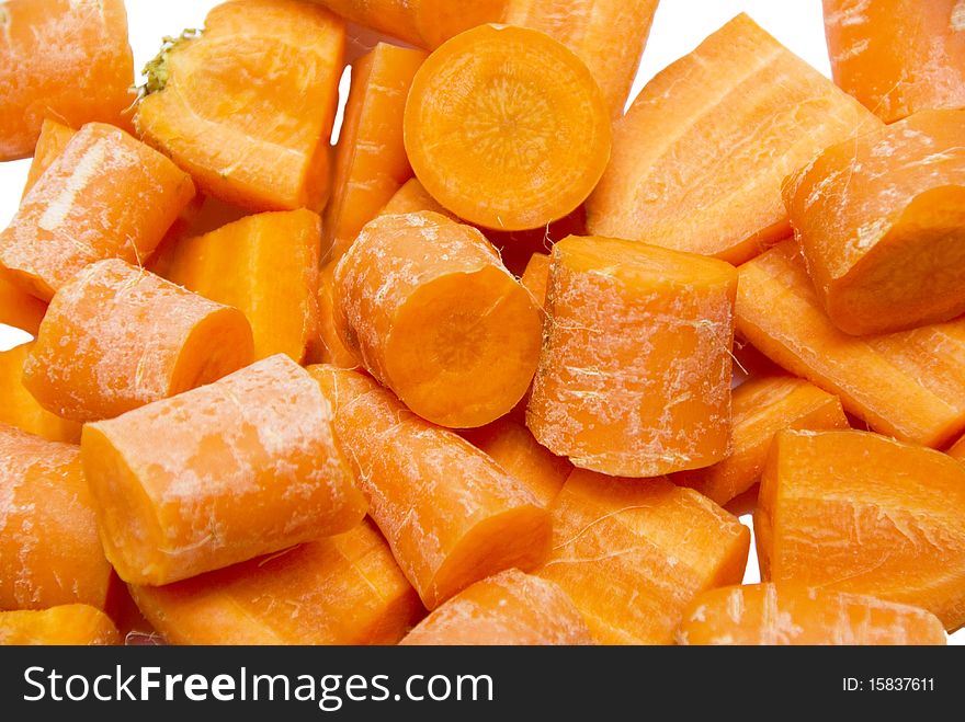 Carrot slices isolated on a white background, Studio photoshoot