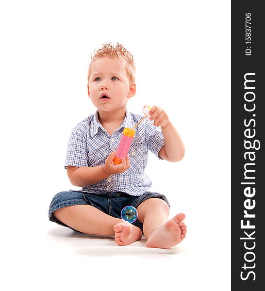 Baby Playing With Soap Bubbles