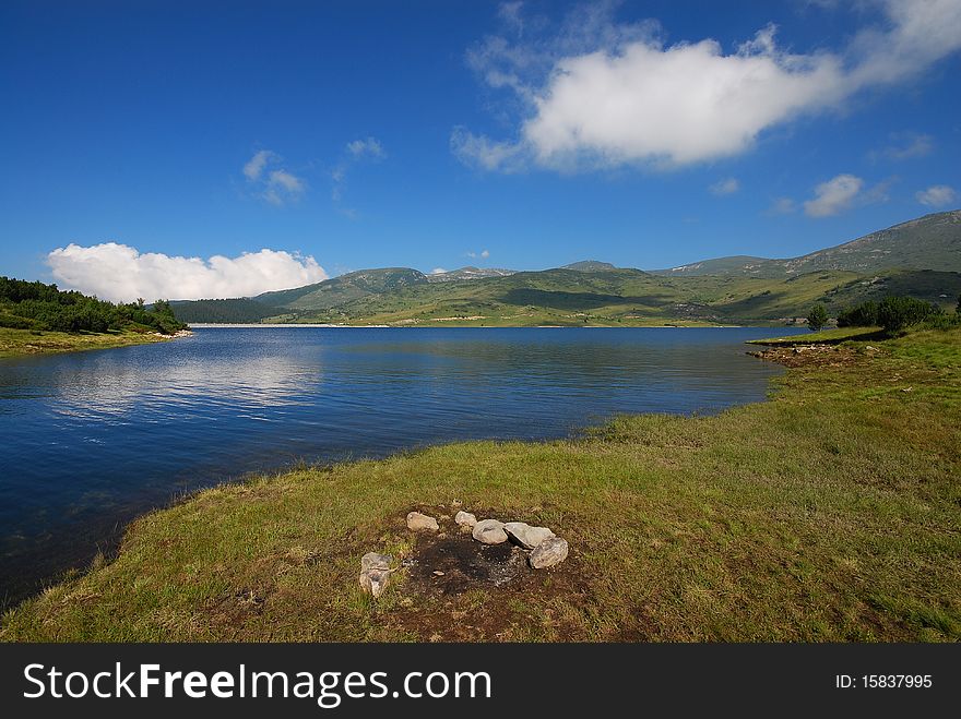 Lake with forest in Rodopi mountine, Bulgaria