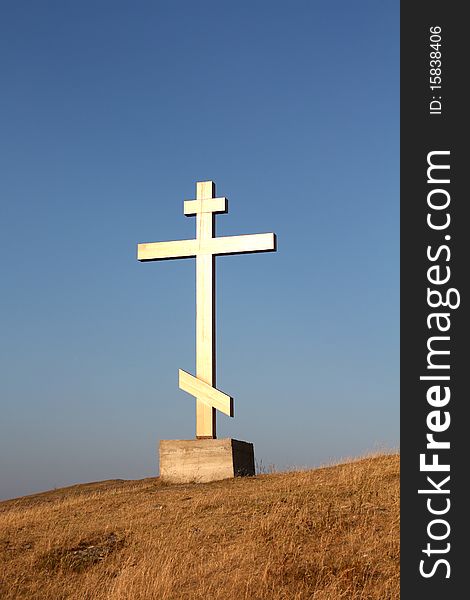 Christian cross is situated on the hill. Christian cross is situated on the hill