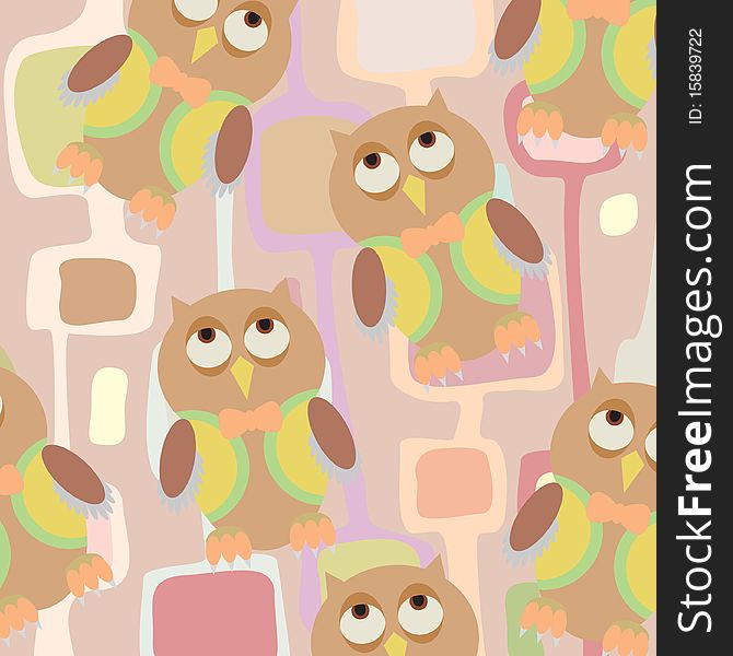 Seamless children background pattern with owl. Seamless children background pattern with owl