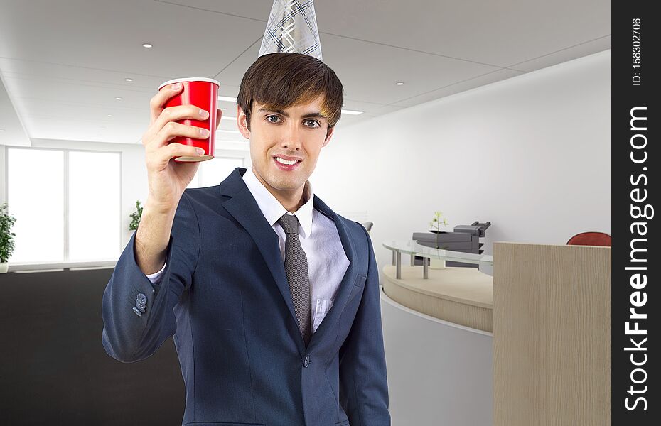 Businessman Celebrating In The Office