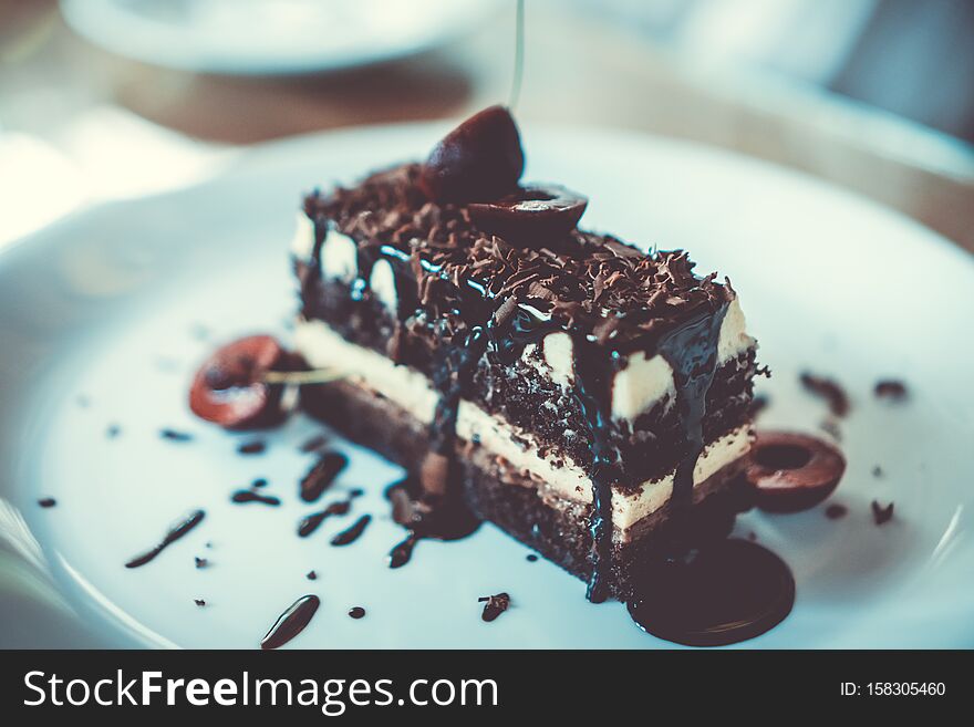 Selective Focus Of Sweet Desert With Beautiful Decoration