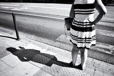 Woman On The Sidewalk In Geneva City Stock Photo