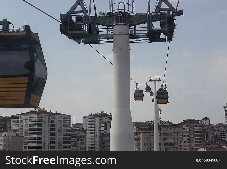 High in sky the teleferic transport. High in sky the teleferic transport