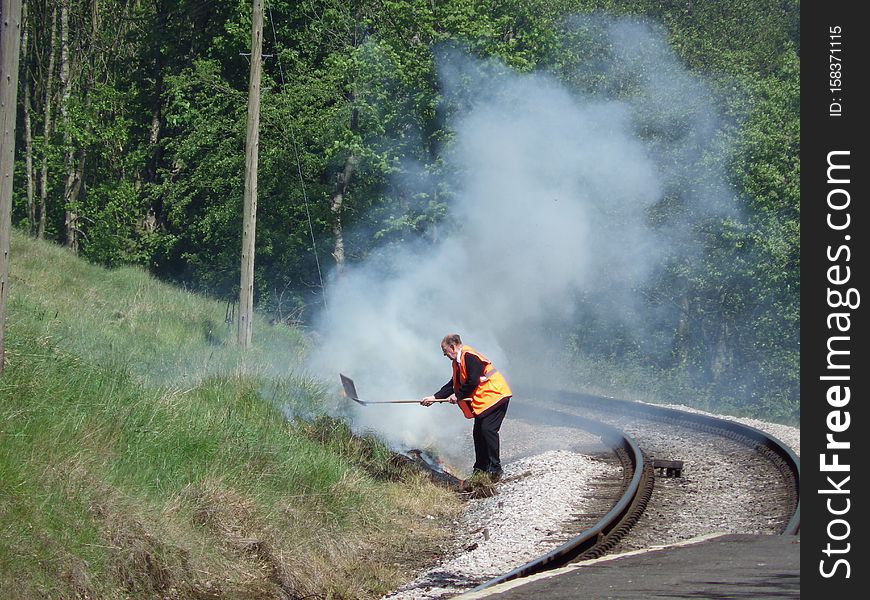 Putting out a trackside fire - Howarth Station